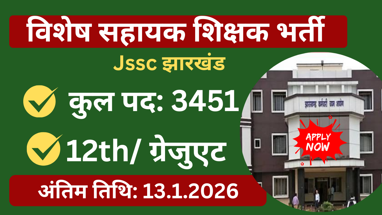 JSSC Special Assistant Teacher Vacancy 2025 Jharkhand